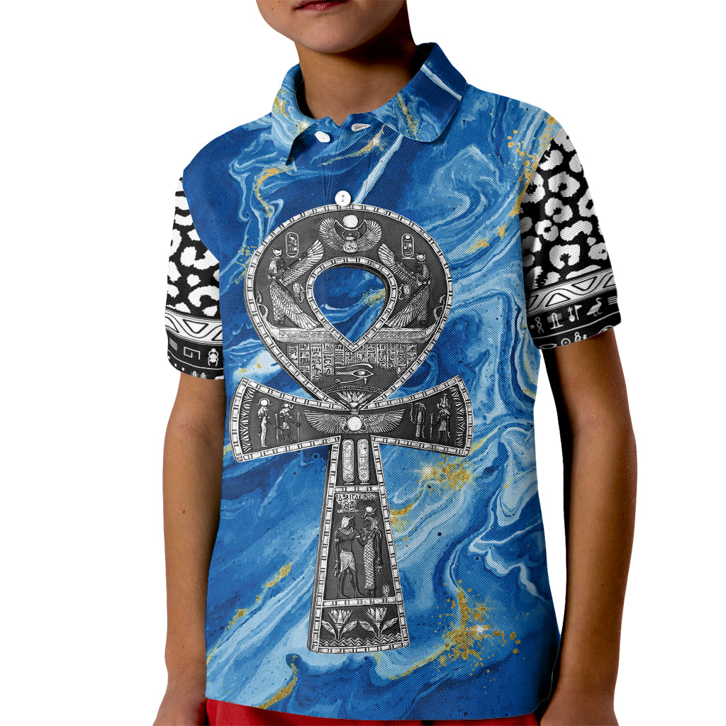 Ankh On Blue Kid Polo Shirt Pan African