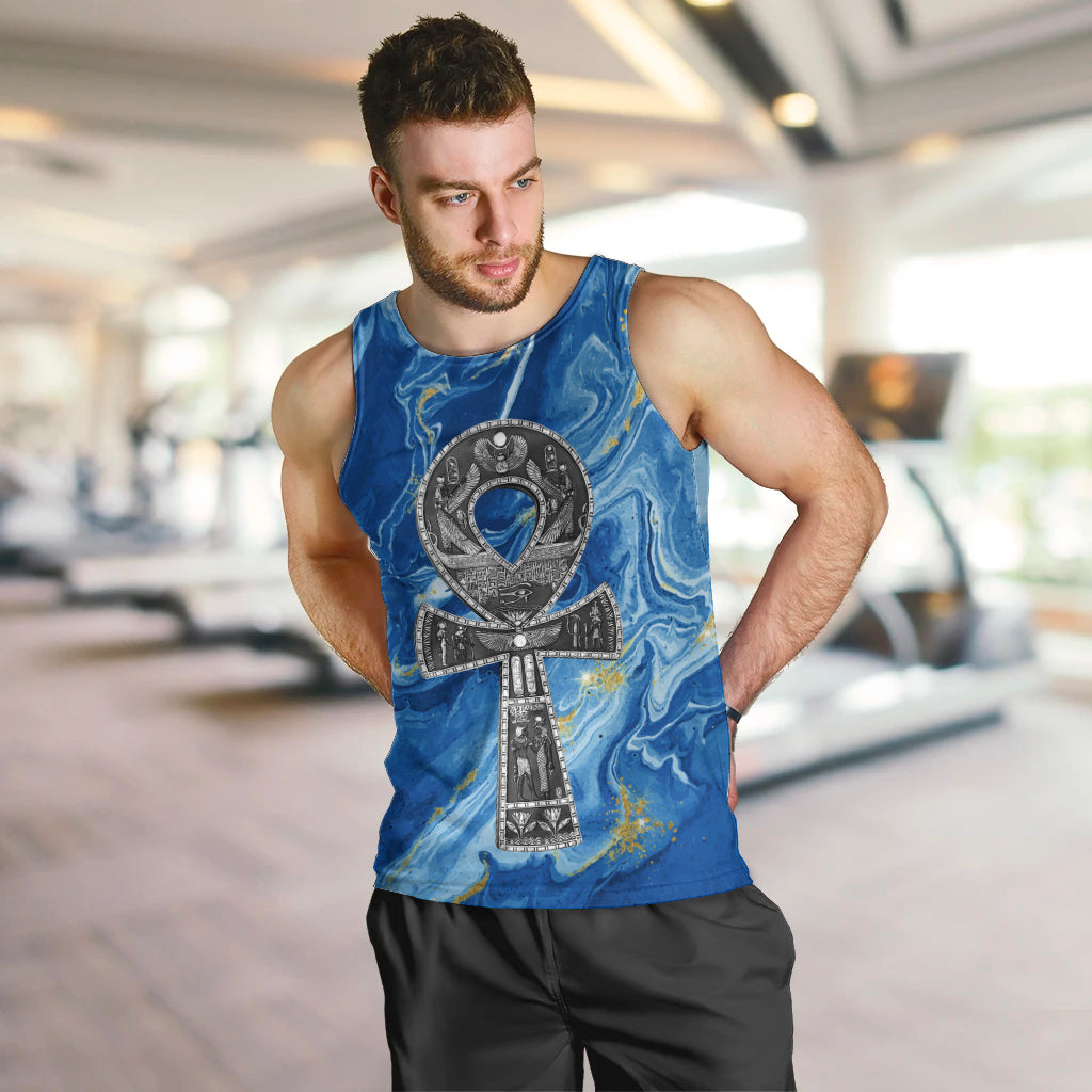 Ankh On Blue Men Tank Top Pan African - Wonder Print Shop