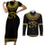 Eyes Of Horus Couples Matching Short Sleeve Bodycon Dress and Long Sleeve Button Shirt Egyptian Art - Wonder Print Shop