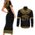 Eyes Of Horus Couples Matching Short Sleeve Bodycon Dress and Long Sleeve Button Shirt Egyptian Art - Wonder Print Shop