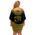 Eyes Of Horus Off Shoulder Short Dress Egyptian Art