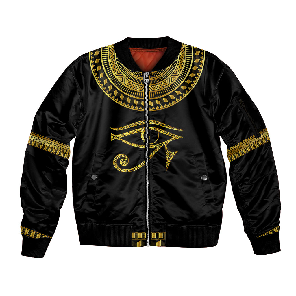 Eyes Of Horus Sleeve Zip Bomber Jacket Egyptian Art