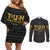 Personalized Truth Know Thyself Couples Matching Off Shoulder Short Dress and Long Sleeve Button Shirt Eye of Horus and Ankh - Wonder Print Shop