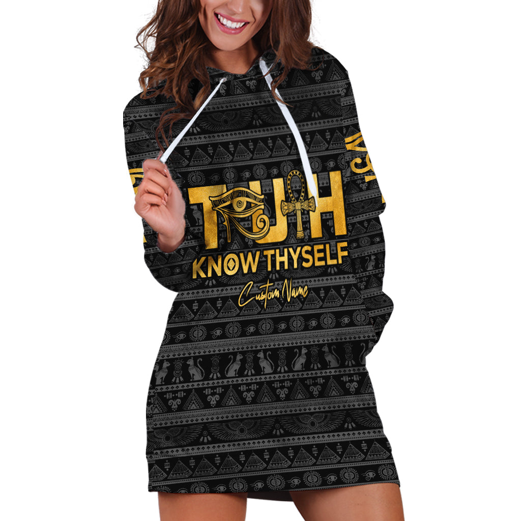 Personalized Truth Know Thyself Hoodie Dress Eye of Horus and Ankh - Wonder Print Shop