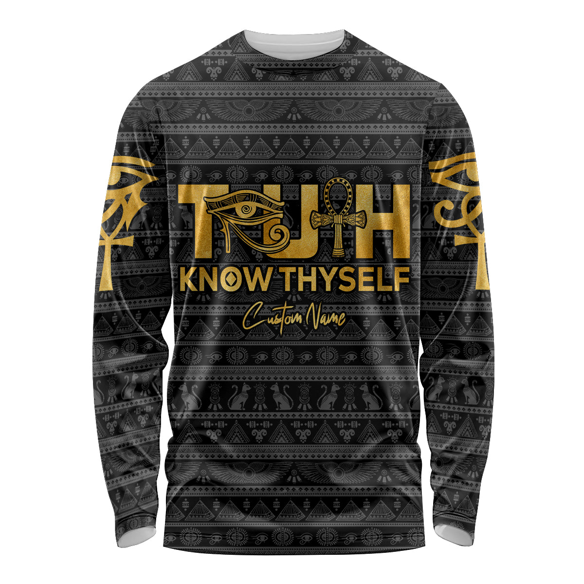 Personalized Truth Know Thyself Long Sleeve Shirt Eye of Horus and Ankh - Wonder Print Shop