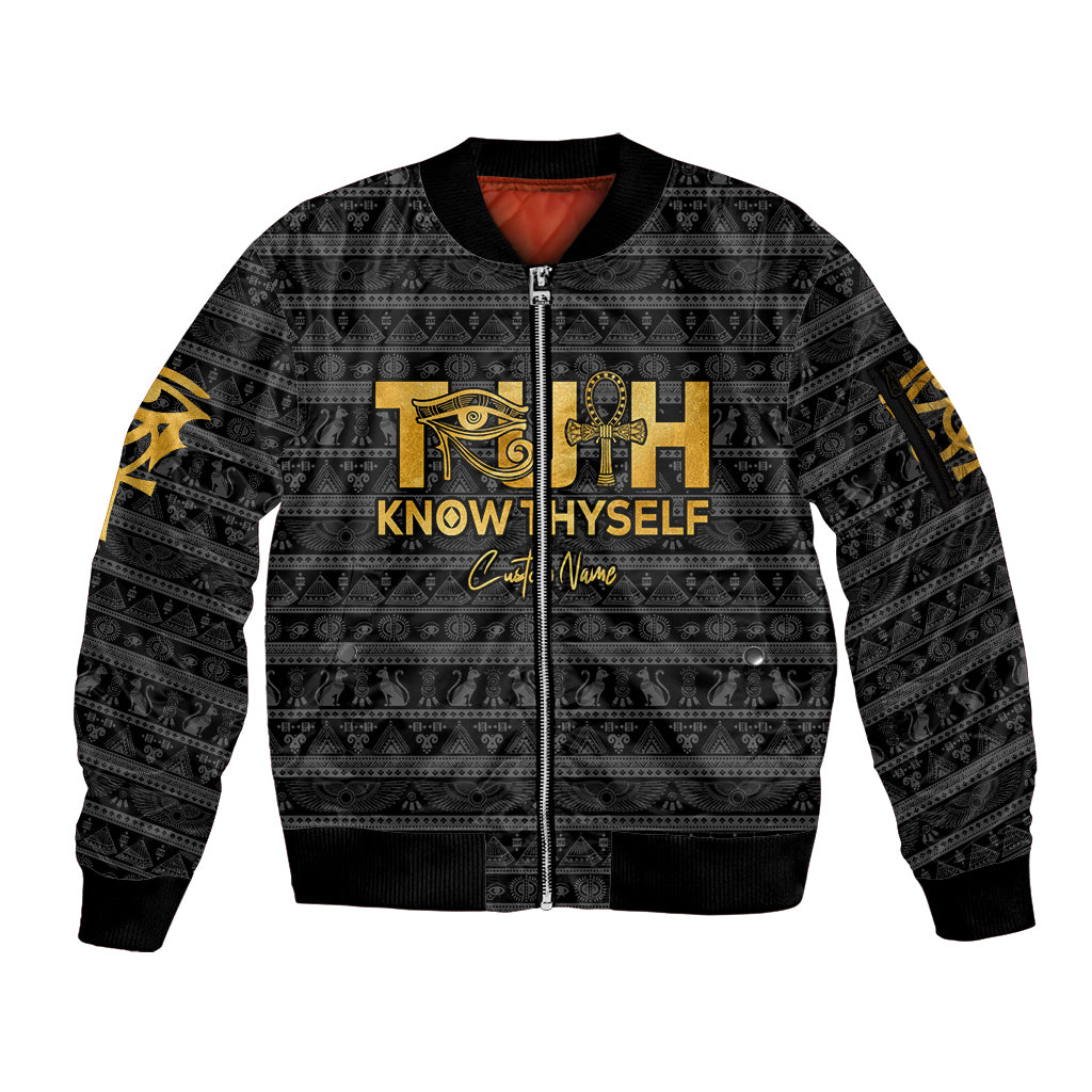 Personalized Truth Know Thyself Sleeve Zip Bomber Jacket Eye of Horus and Ankh