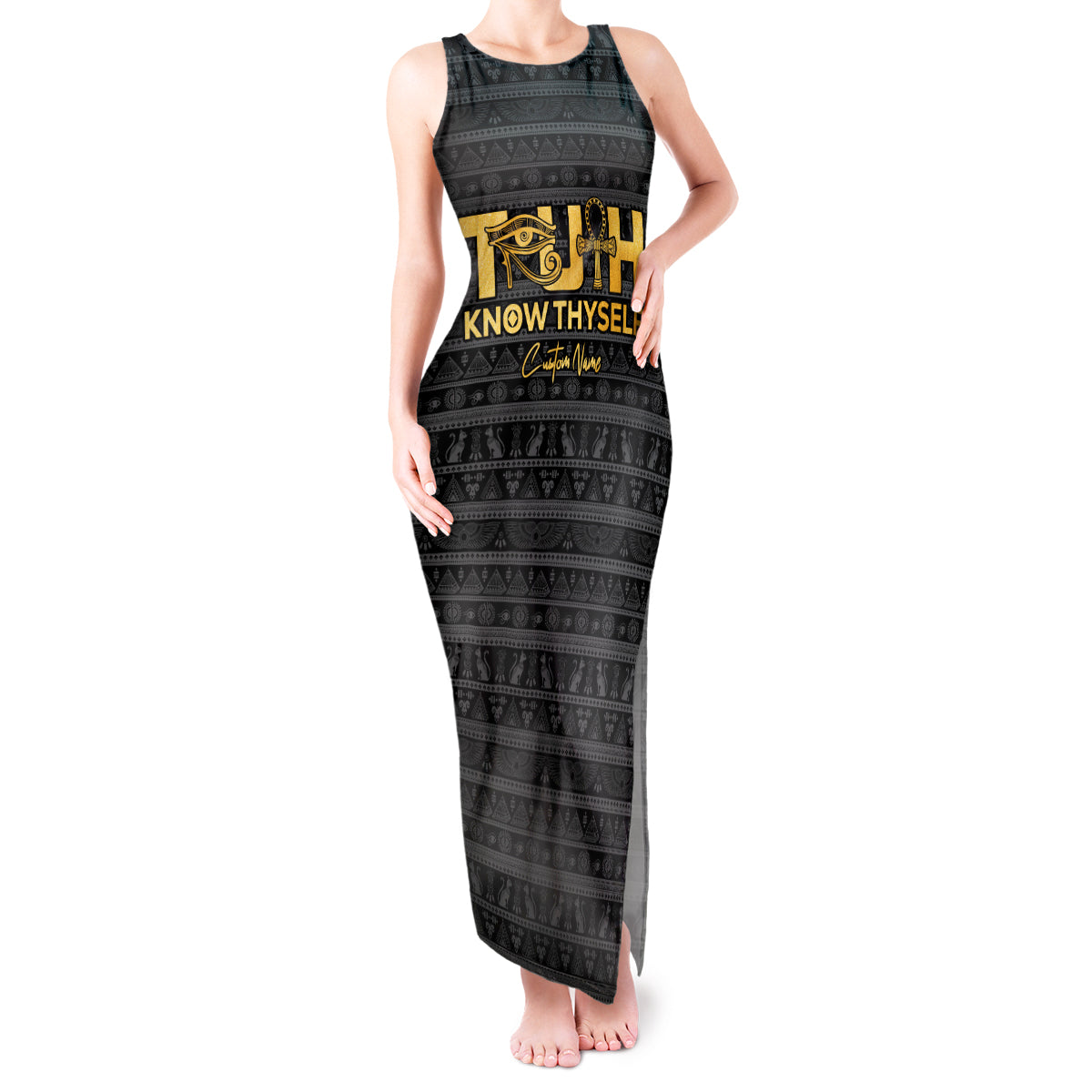 Personalized Truth Know Thyself Tank Maxi Dress Eye of Horus and Ankh