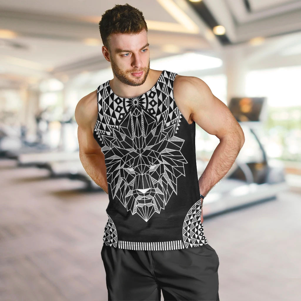 Geometric Head Lion Men Tank Top - Wonder Print Shop