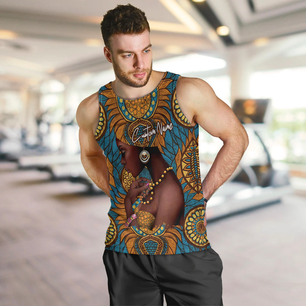 Personalized Black Girl Flora Men Tank Top African Women - Wonder Print Shop