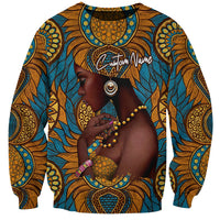 Colorful graphic sweatshirt with portrait and 'Custom Name' text