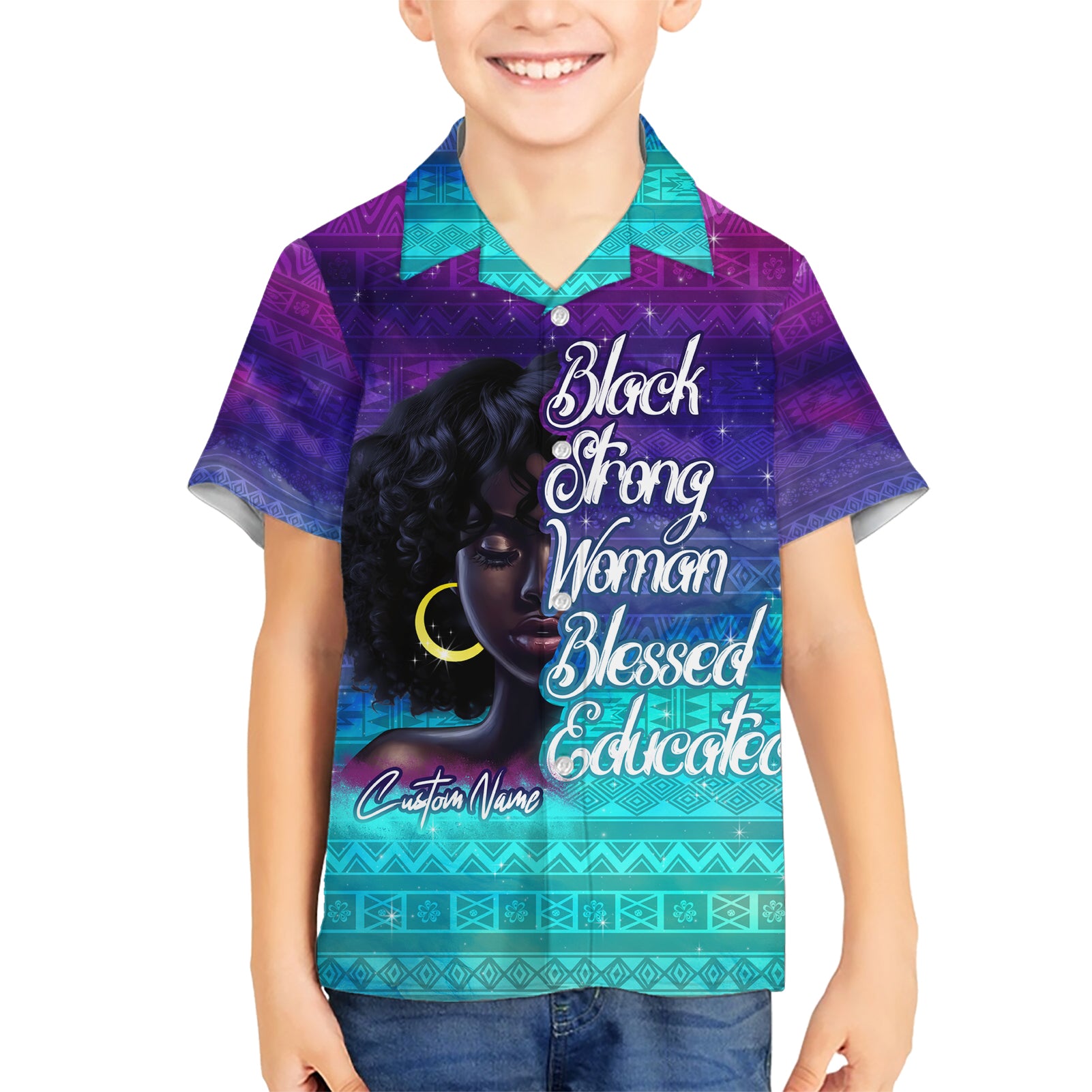 Black Strong Women Blessed Educated Kid Hawaiian Shirt African Girl