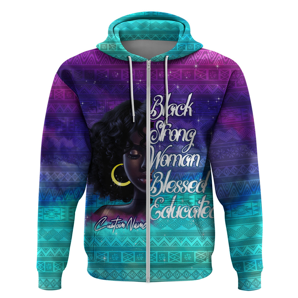 Black Strong Women Blessed Educated Zip Hoodie African Girl - Wonder Print Shop