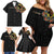 Personalized Sleeve African Pattern Family Matching Off Shoulder Short Dress and Hawaiian Shirt Multi-Colored