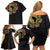 Personalized Sleeve African Pattern Family Matching Off Shoulder Short Dress and Hawaiian Shirt Multi-Colored