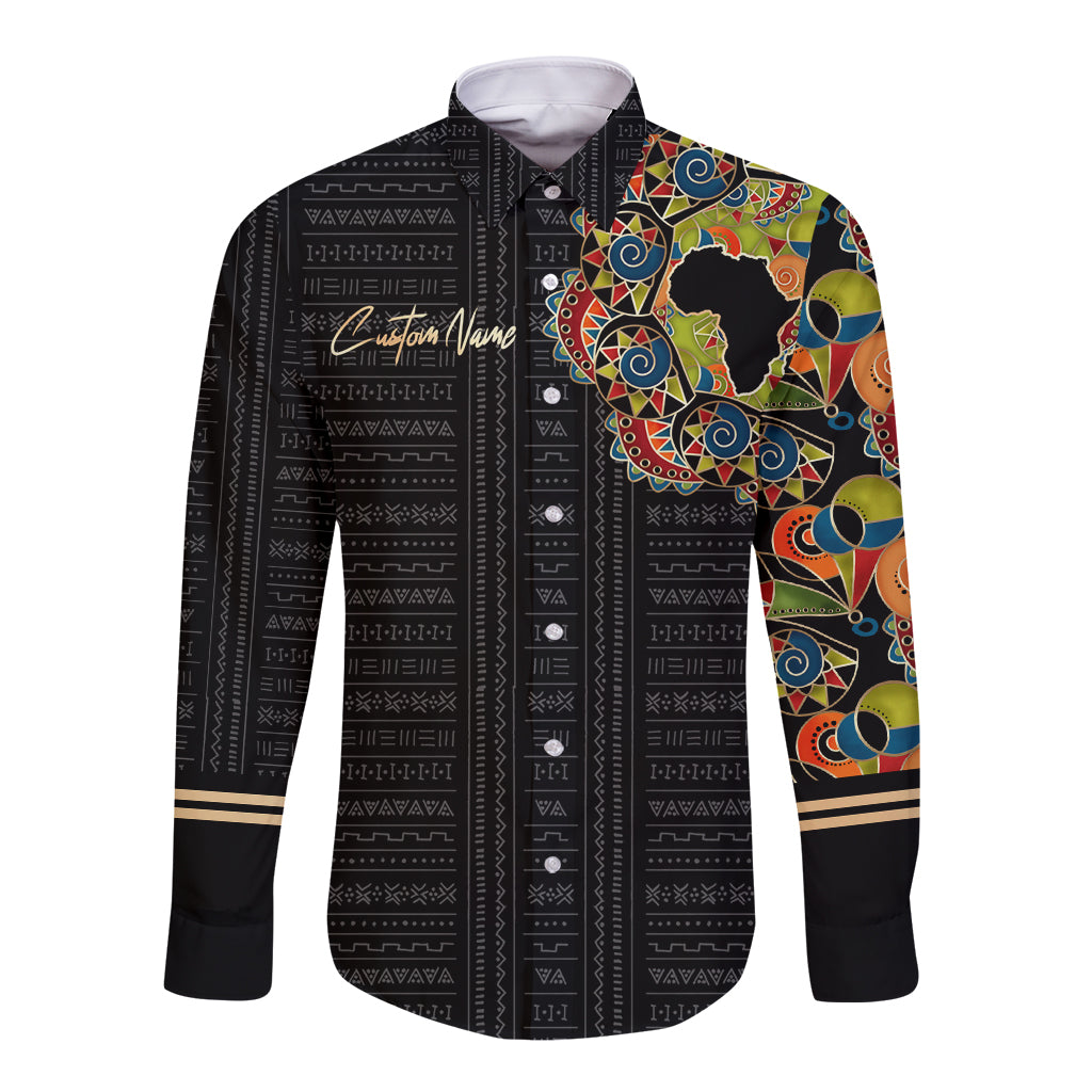 Personalized Sleeve African Pattern Long Sleeve Button Shirt Multi-Colored