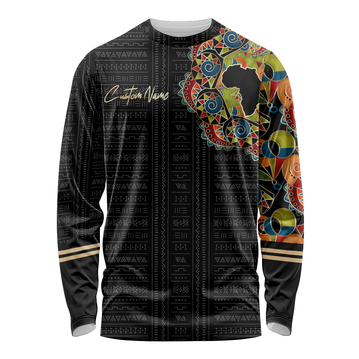 Personalized Sleeve African Pattern Long Sleeve Shirt Multi-Colored