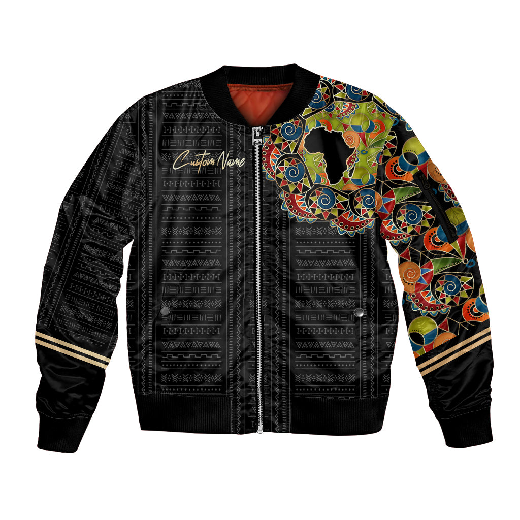 Personalized Sleeve African Pattern Sleeve Zip Bomber Jacket Multi-Colored