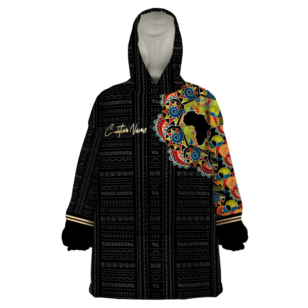 Personalized Sleeve African Pattern Wearable Blanket Hoodie Multi-Colored