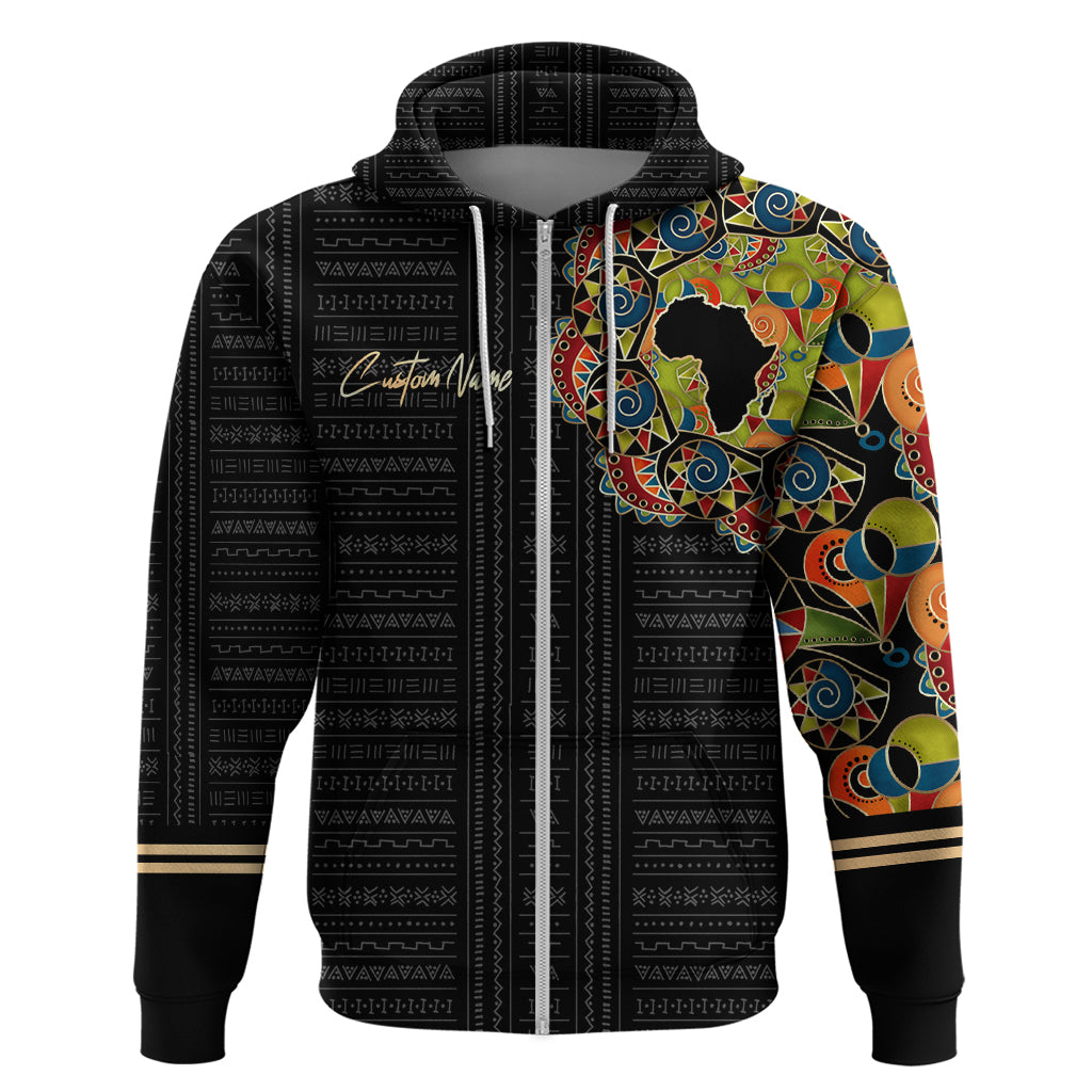 Personalized Sleeve African Pattern Zip Hoodie Multi-Colored