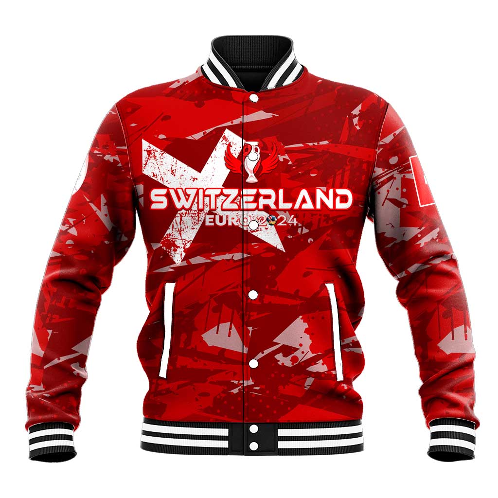 Personalized Switzerland Football 2024 Baseball Jacket Trophy Wing Style - Wonder Print Shop