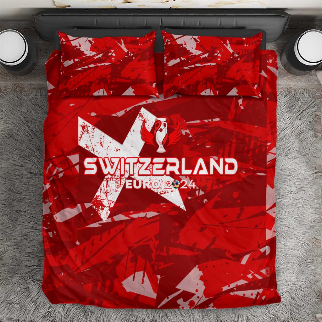 Switzerland Football 2024 Bedding Set Trophy Wing Style - Wonder Print Shop