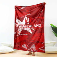 Red Switzerland football blanket with large star and “SWITZERLAND EURO 2024” lettering