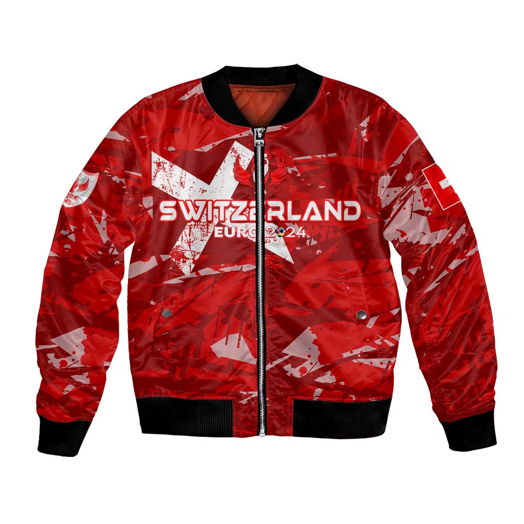 Personalized Switzerland Football 2024 Bomber Jacket Trophy Wing Style - Wonder Print Shop