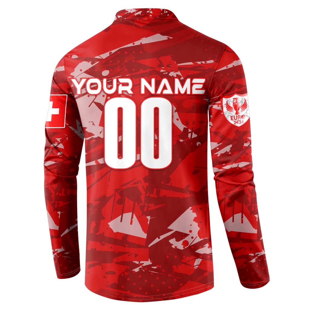 Red football sweatshirt back view with YOUR NAME and large 00 number graphic