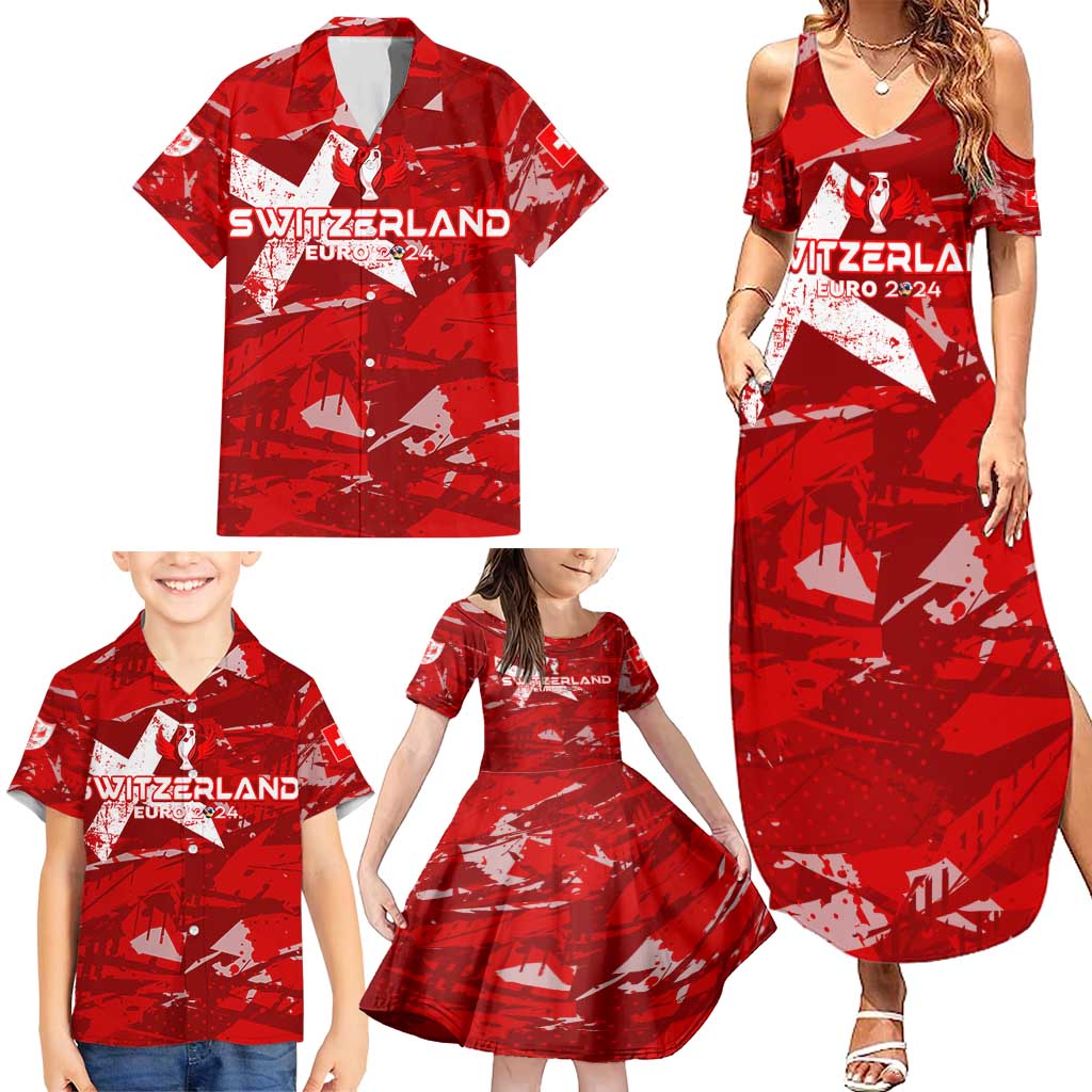 Personalized Switzerland Football 2024 Family Matching Summer Maxi Dress and Hawaiian Shirt Trophy Wing Style - Wonder Print Shop