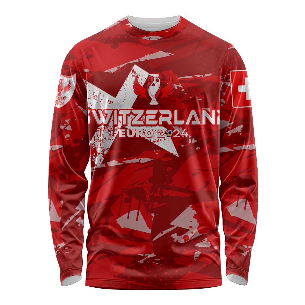 Personalized Switzerland Football 2024 Long Sleeve Shirt Trophy Wing Style - Wonder Print Shop