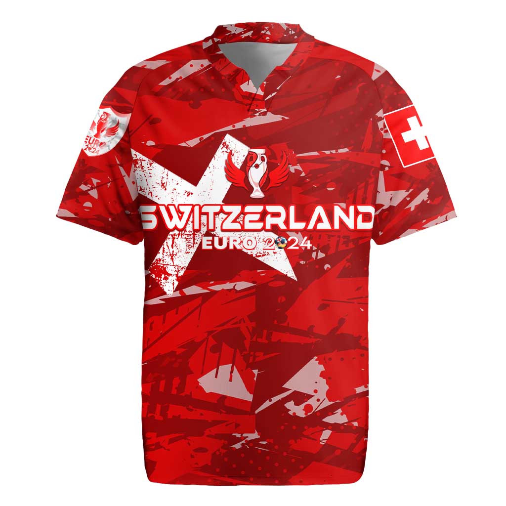 Personalized Switzerland Football 2024 Rugby Jersey Trophy Wing Style