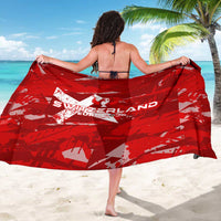 Red Switzerland Euro 2024 sarong with wing and star graphic, beach wrap view