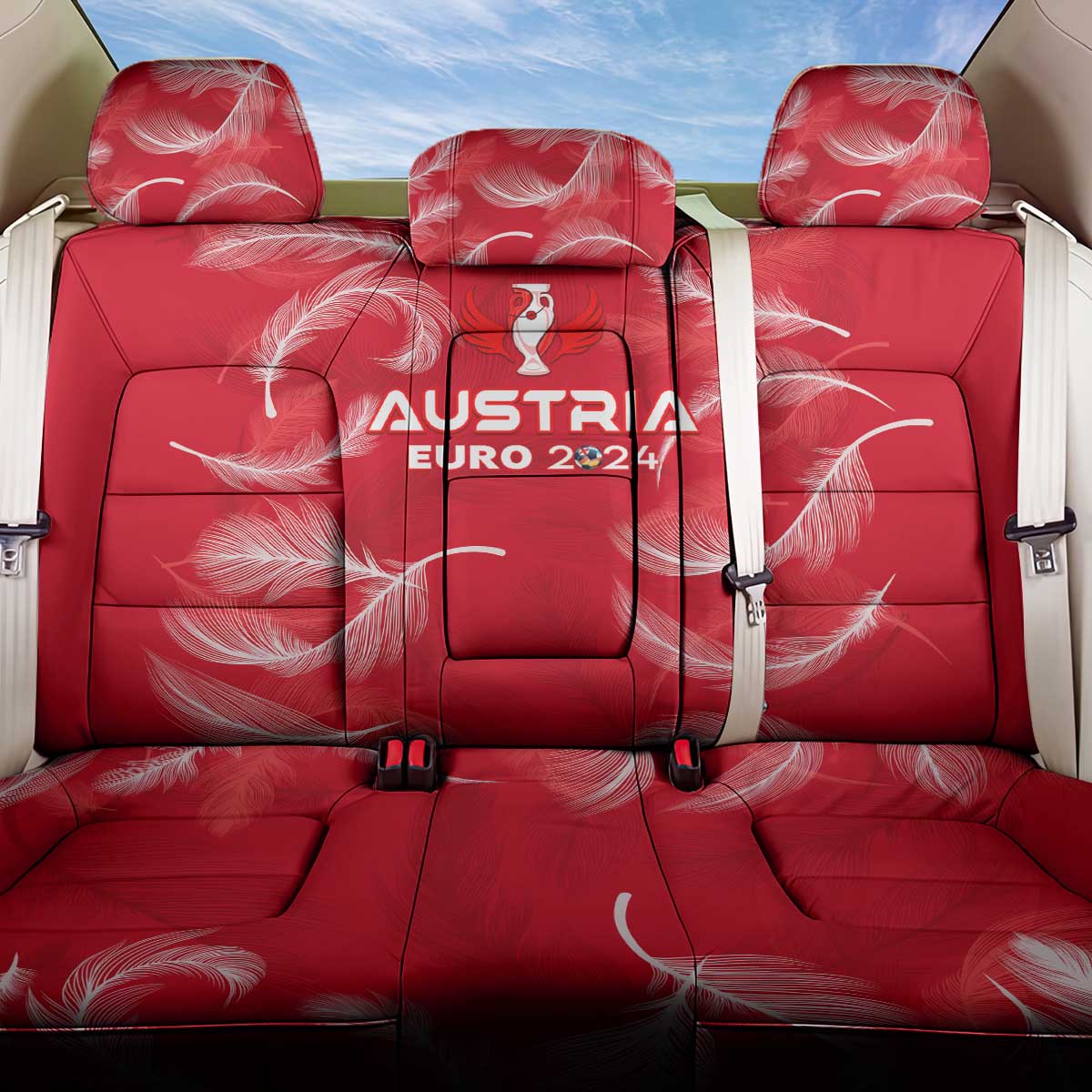 Austria Football 2024 Back Car Seat Cover Trophy Wing Style - Wonder Print Shop