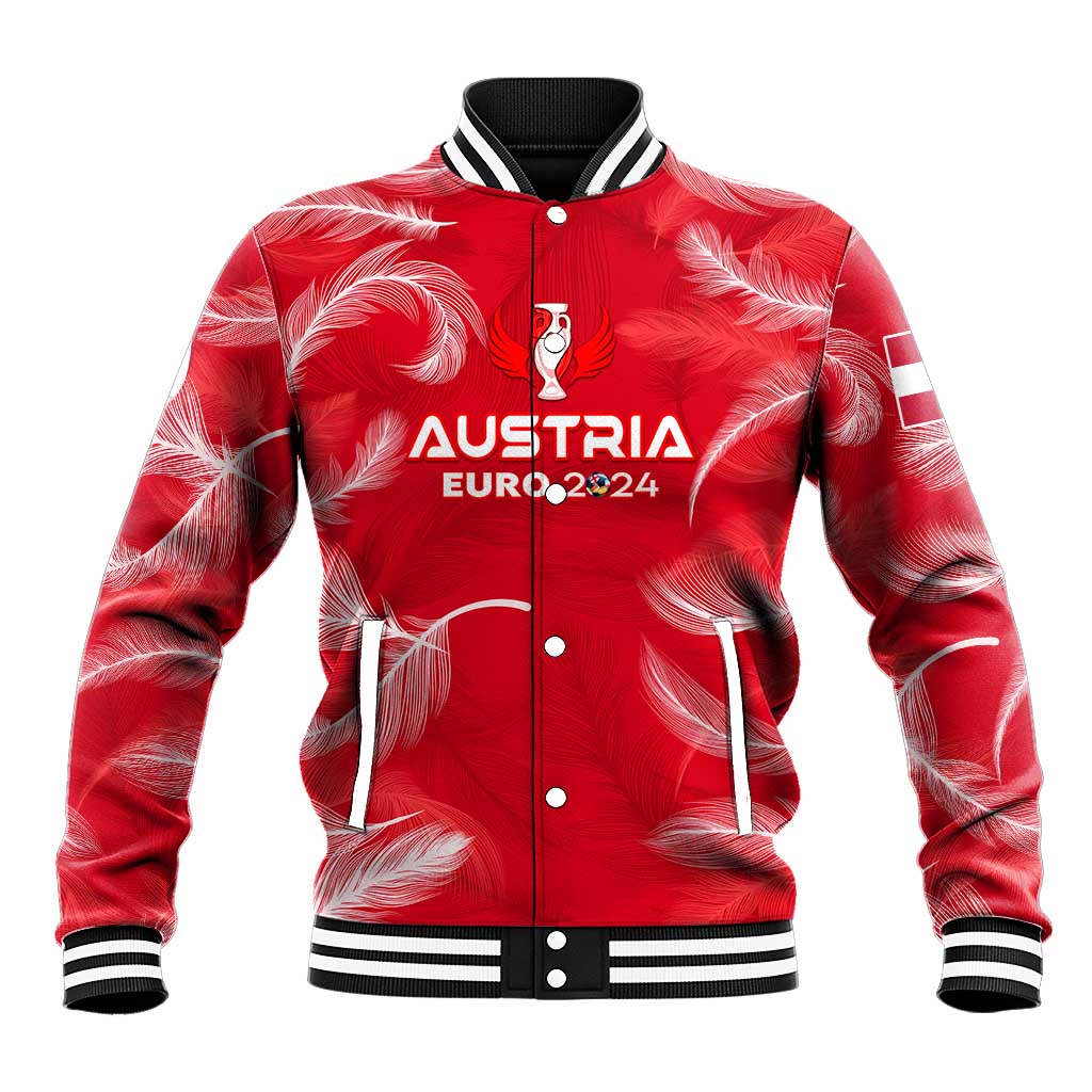 Personalized Austria Football 2024 Baseball Jacket Trophy Wing Style - Wonder Print Shop