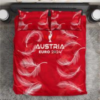 Red duvet cover and 2 pillowcases with AUSTRIA EURO 2024 and white feather print