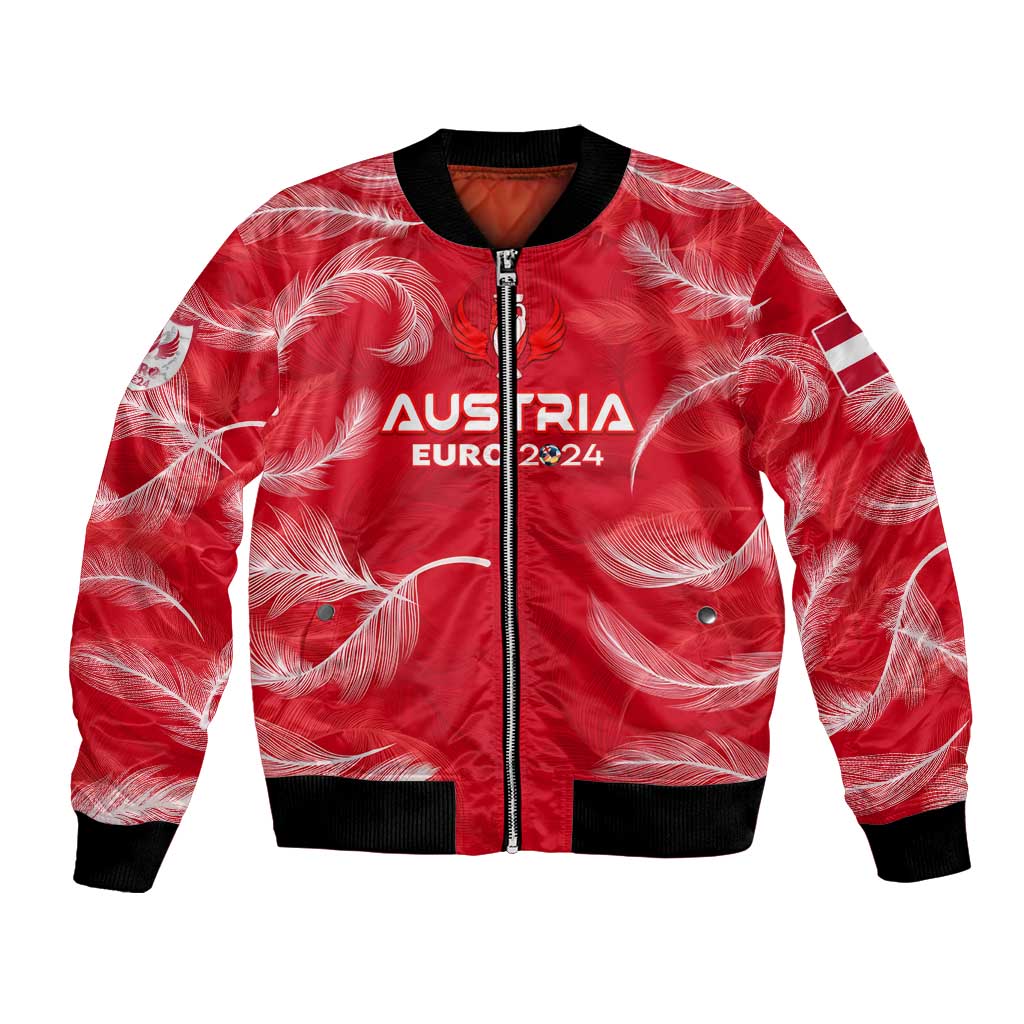 Personalized Austria Football 2024 Bomber Jacket Trophy Wing Style - Wonder Print Shop