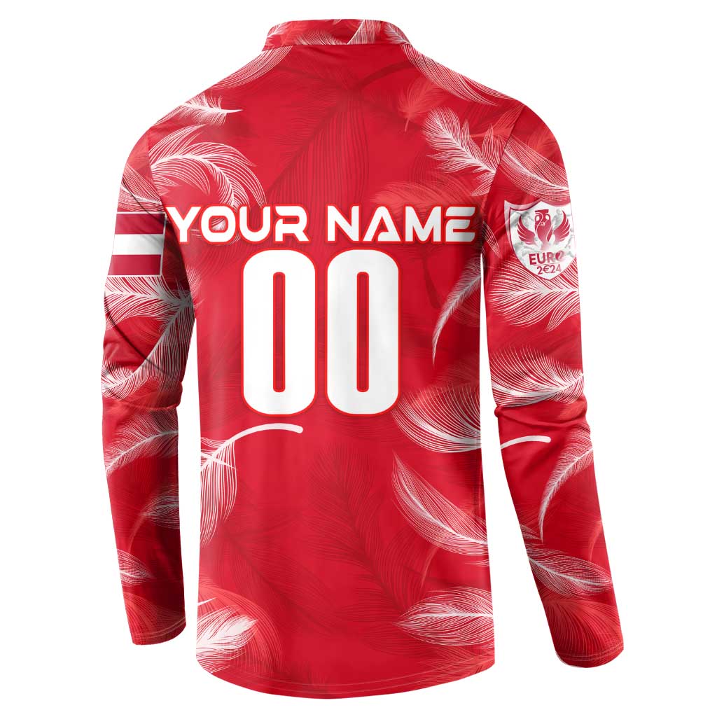 Personalized red football button sweatshirt back with YOUR NAME and number 00