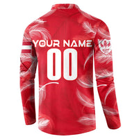 Personalized red football button sweatshirt back with YOUR NAME and number 00
