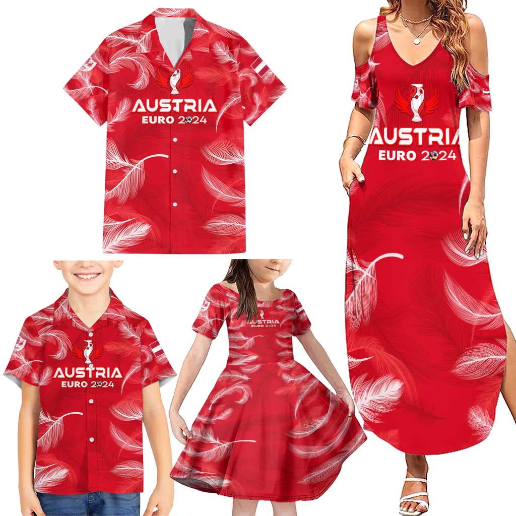 Personalized Austria Football 2024 Family Matching Summer Maxi Dress and Hawaiian Shirt Trophy Wing Style - Wonder Print Shop