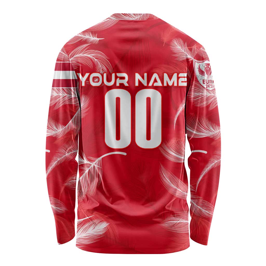 Red long-sleeve football shirt back with 'Your Name' and number 00 print