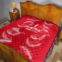 Red bed quilt with diamond quilting and Austria Euro 2024 trophy print
