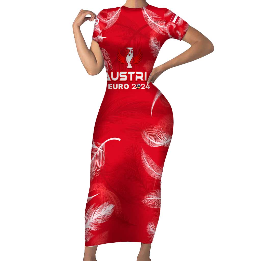 Personalized Austria Football 2024 Short Sleeve Bodycon Dress Trophy Wing Style - Wonder Print Shop