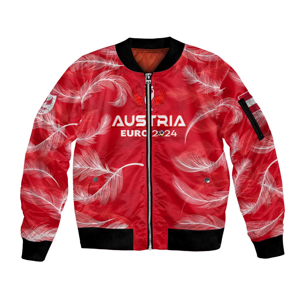 Personalized Austria Football 2024 Sleeve Zip Bomber Jacket Trophy Wing Style - Wonder Print Shop