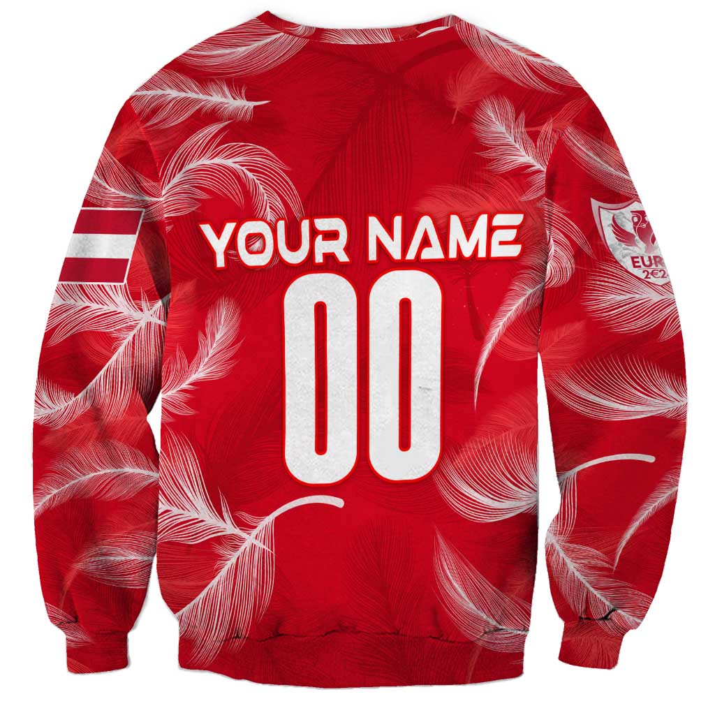 Red personalized football sweatshirt with name and number on back