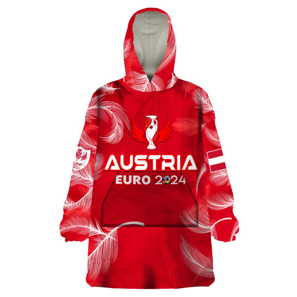 Personalized Austria Football 2024 Wearable Blanket Hoodie Trophy Wing Style - Wonder Print Shop