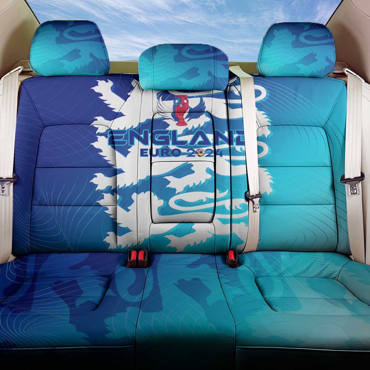 England Football 2024 Back Car Seat Cover Trophy Wing Style - Wonder Print Shop