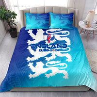 England Euro 2024 bedding set: blue and teal duvet with lion crest and matching pillows