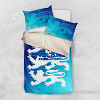 England Euro 2024 bedding set: blue and teal duvet with lion crest, plus matching pillowcases