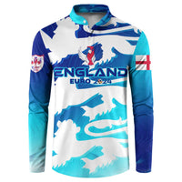 England Euro 2024 sweatshirt with button placket, England logo and crest; blue wing print