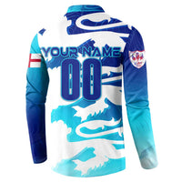 England Euro 2024 sweatshirt, back view with YOUR NAME and large 00 on blue wing print